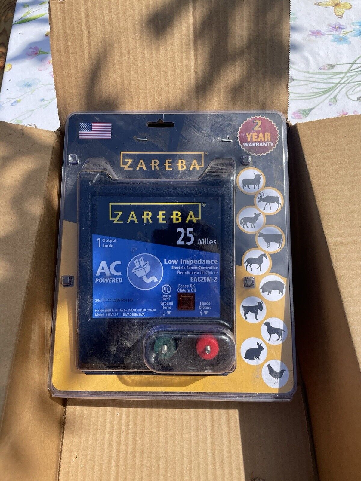 Zareba 25 Miles Low Impedance Electric Fence Charger Controller AC 115V1J-6