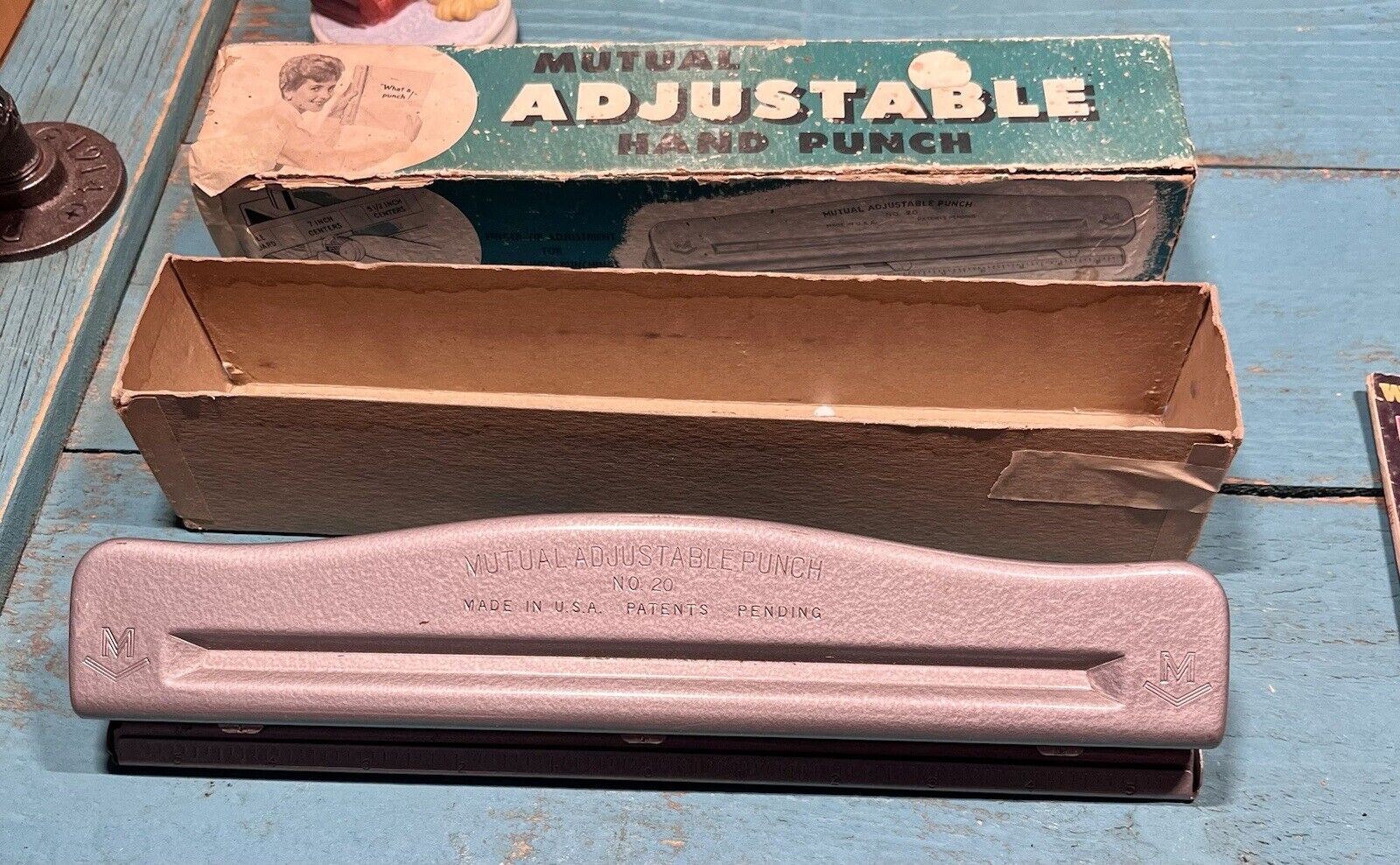 Vintage Manual Adjusted Hand Punch Number 20 In Box