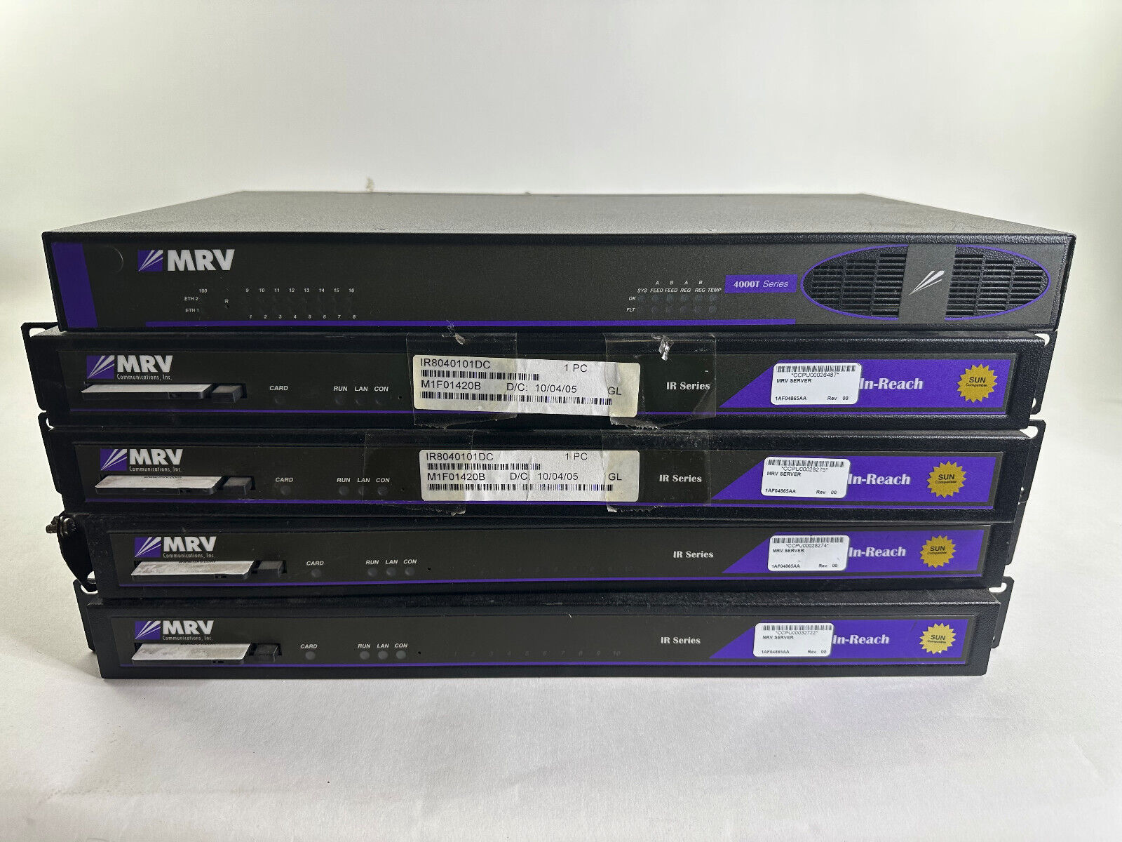 4 x MRV In Reach IR-8040-101DC 8000 40 port Terminal Server DC power 1 x 4000T