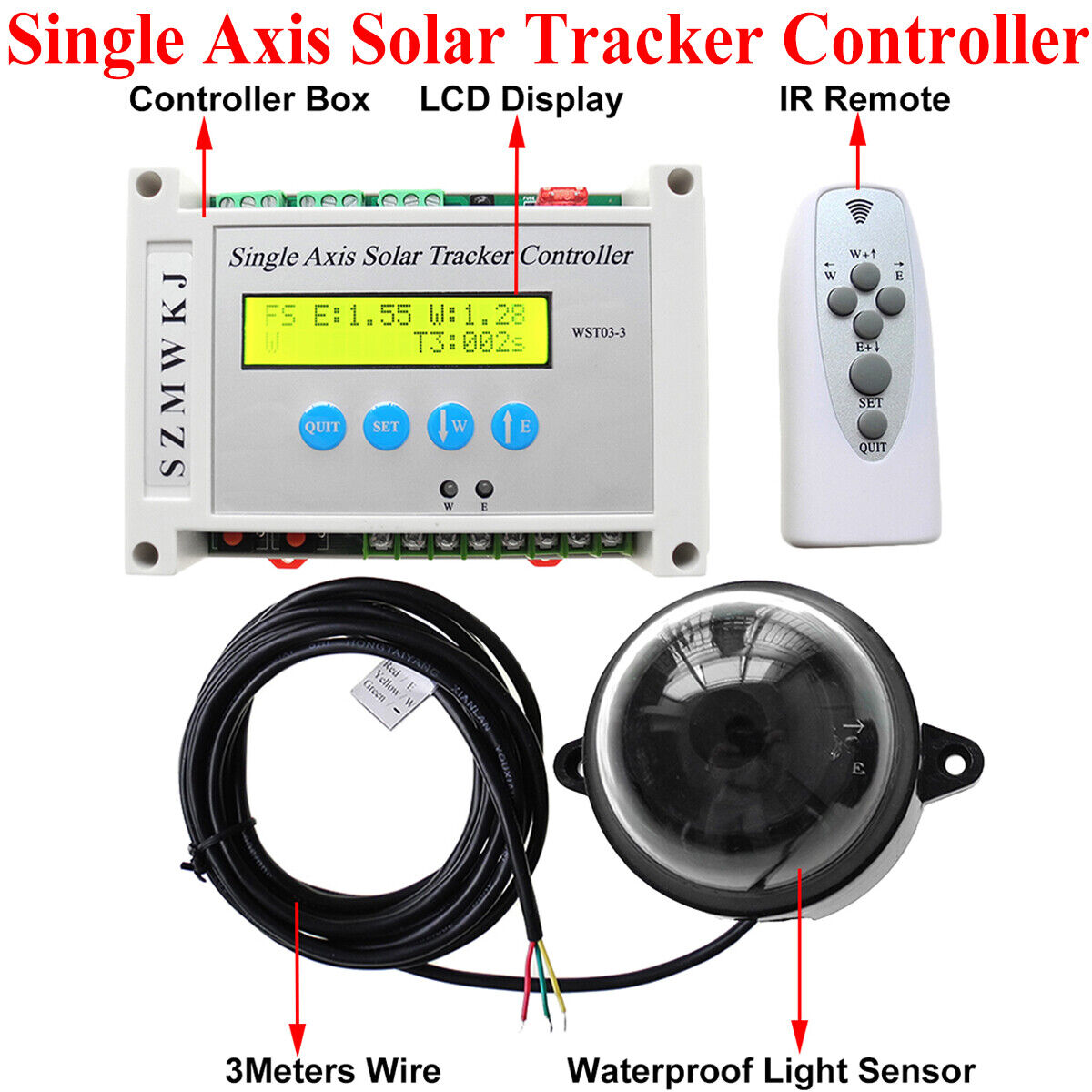 6000N Electronic Single Axis Solar Tracking Controller W/ Linear Actuator Kit IG