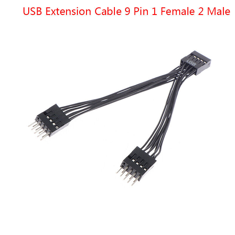 1Pc Computer Motherboard USB Extension Cable 9 Pin 1 Female to 2 Male Y Split.FM