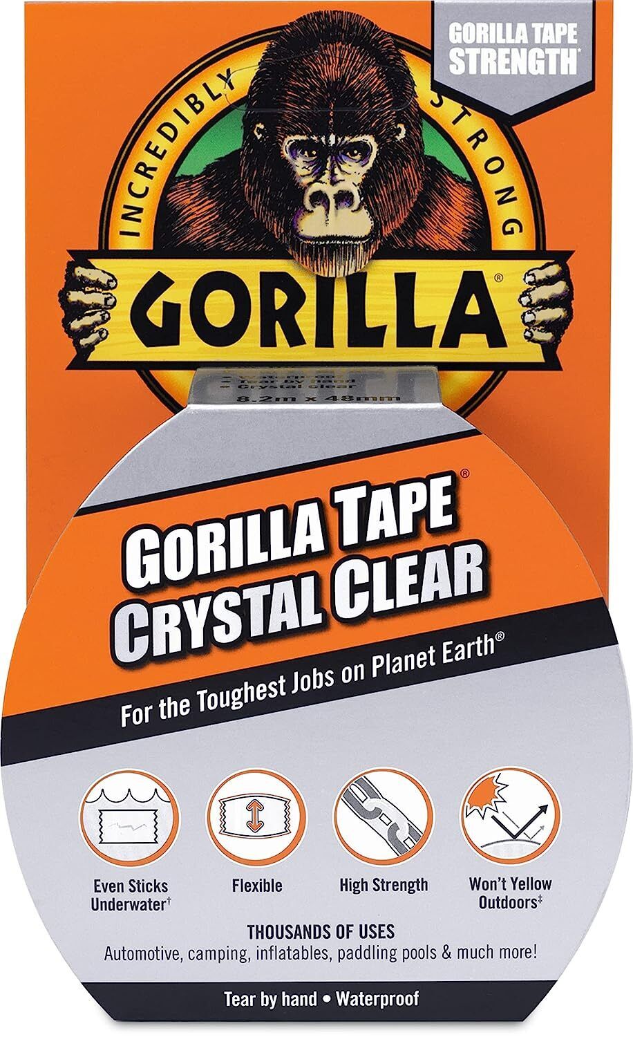 Gorilla Crystal Clear Duct Tape, 1.88\
