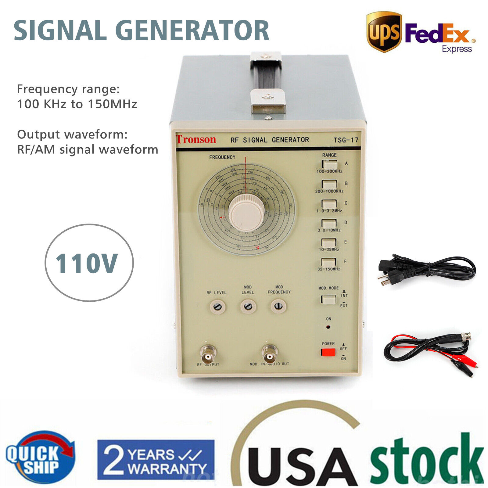 TSG17 High Frequency RF radio Frequency Signal Generator 100KHz-150MHz 110V 600Ω