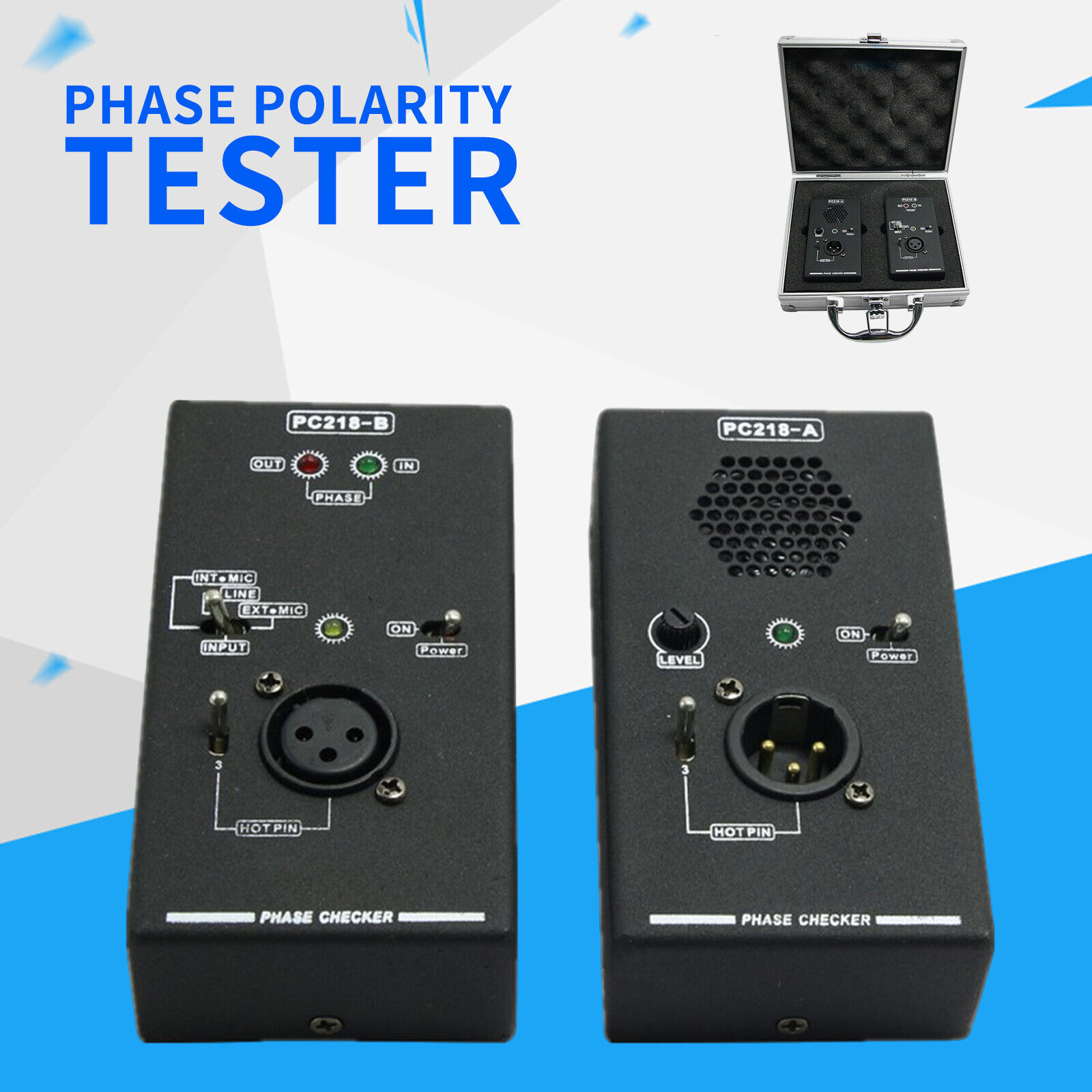 New PC218 Phase Polarity Checker Detector Audio Speaker Microphone Sound Tester 
