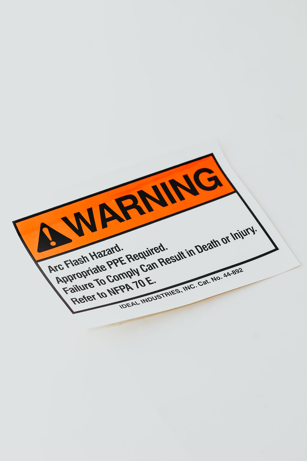 Ideal 44-892, NEC Arc Flash, Warning, Self-Sticking Polyester, Pack of 50 pcs