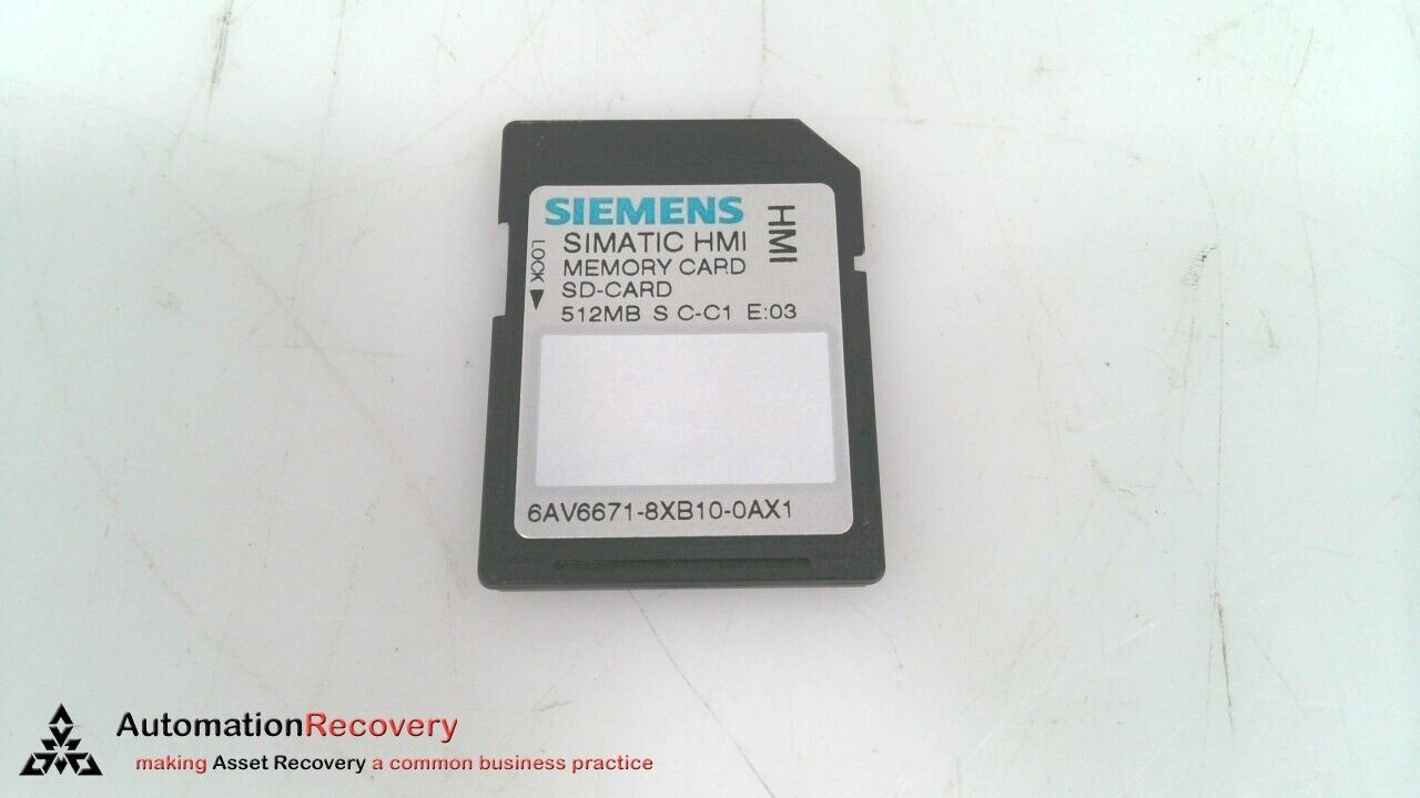 SIEMENS 6AV6671-8XB10-0AX1, SIMATIC SD MEMORY CARD, 512 MB #321111