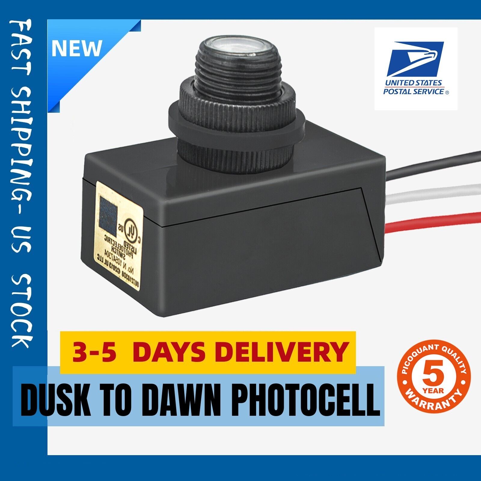 Dusk to Dwan/Day Night Sensor, Photoelectric Switch, Photo Cell Sensor 110-277V