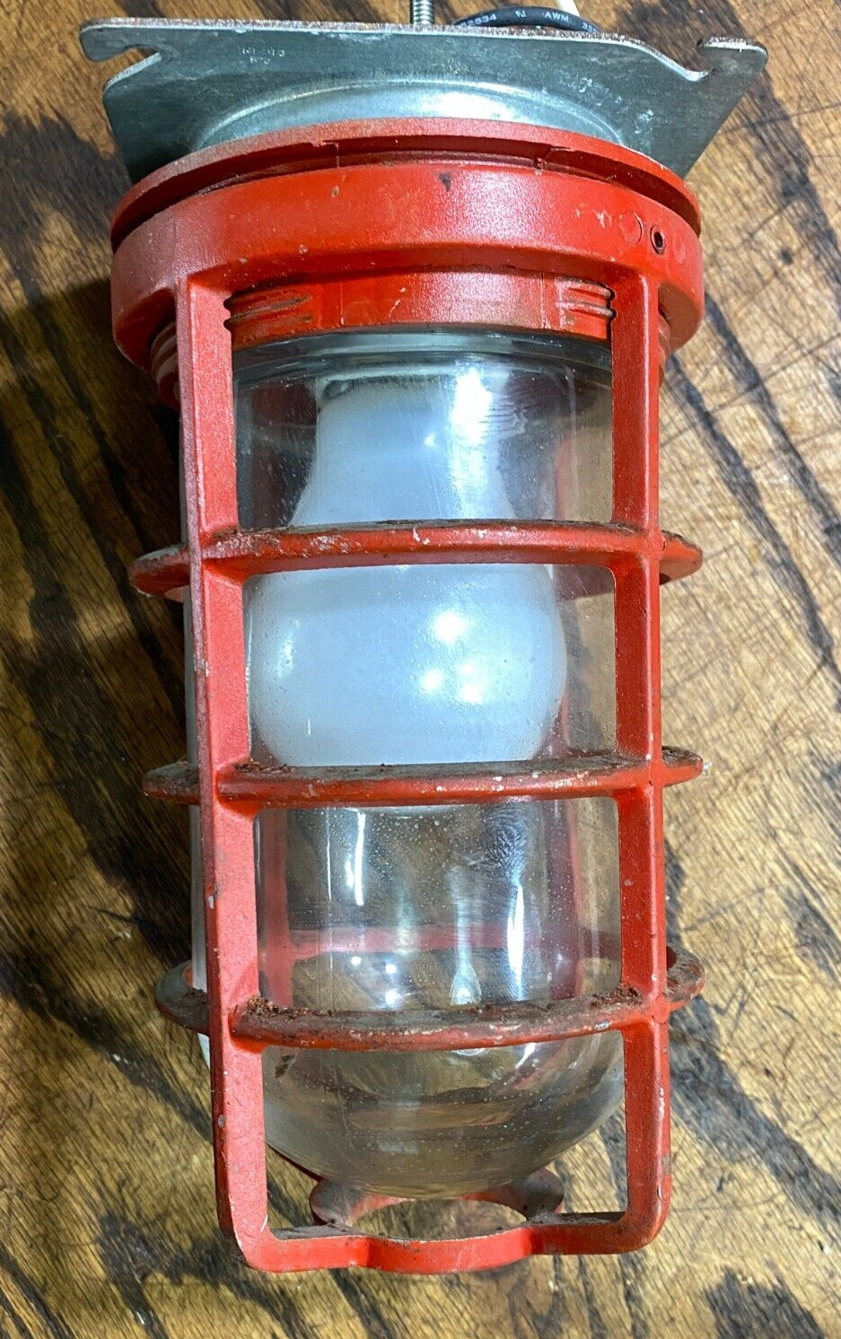 Vintage Industrial Explosion Proof 120V Caged Light Fixture ~  Steampunk Lamps