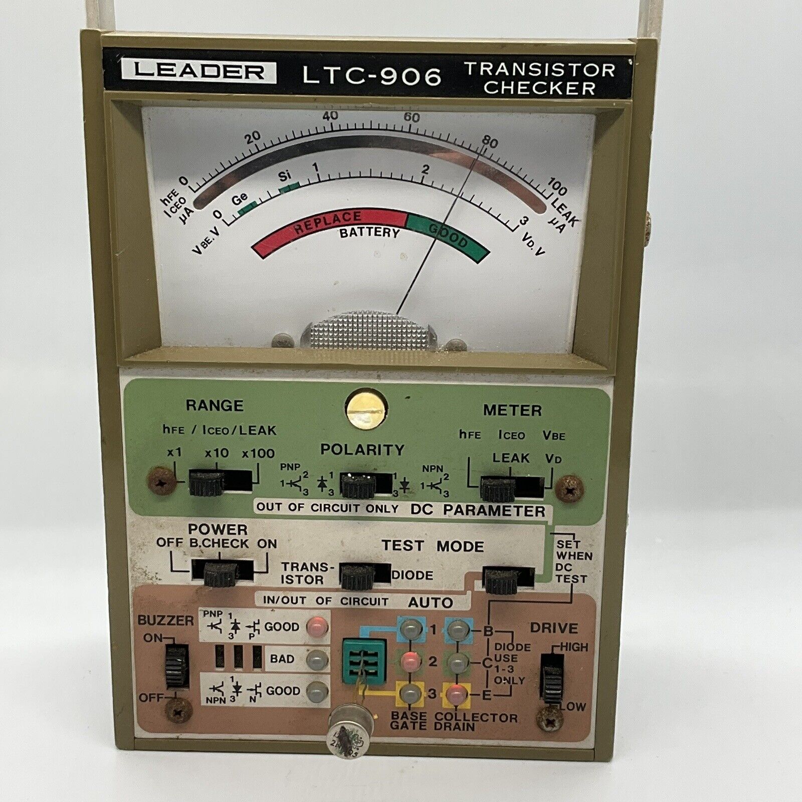 LEADER LTC-906 Semiconductor Transistor Checker Tester Only Read