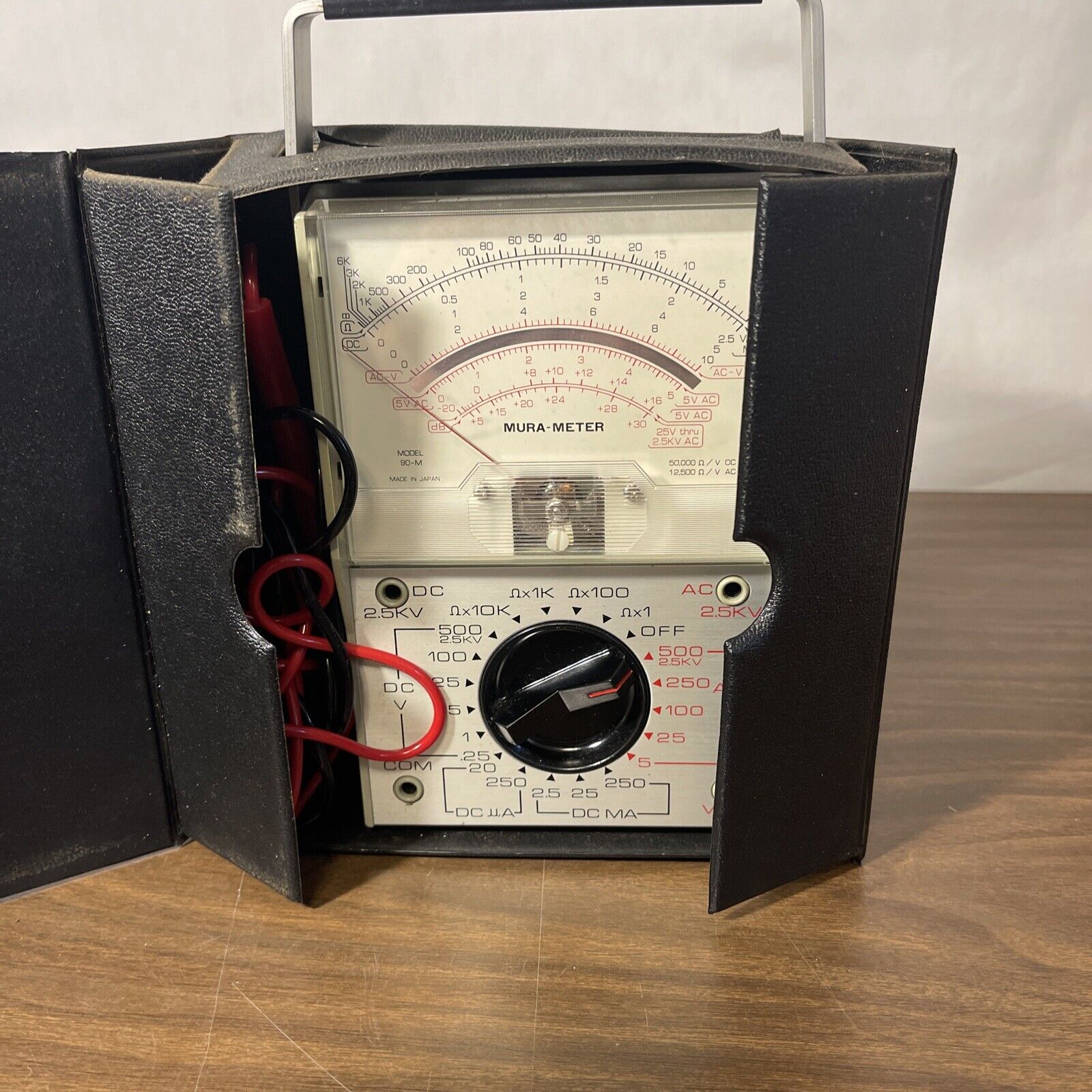 Vintage Mura Voltage Meter With Case and Cables