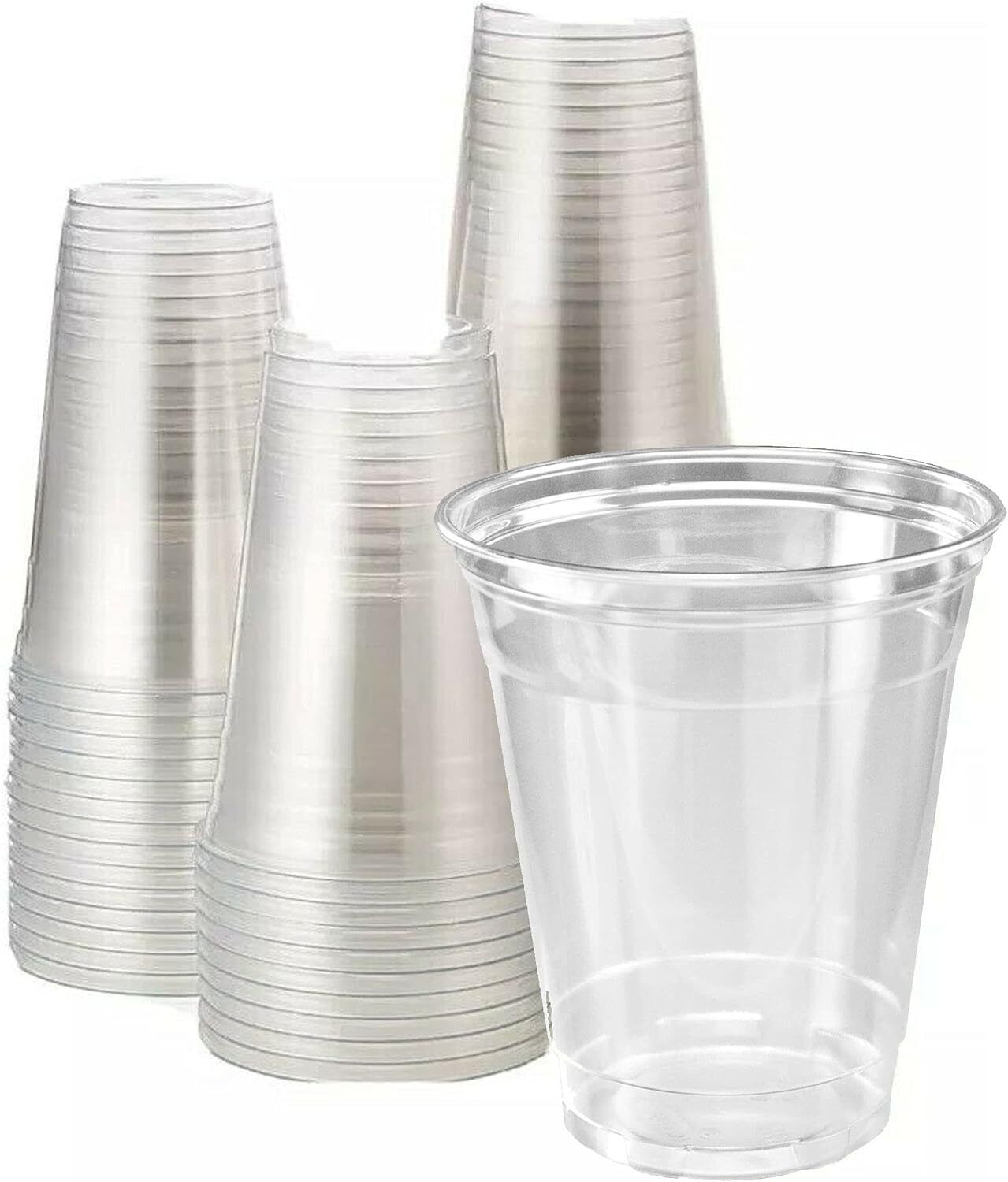 12oz Crystal Clear PET Plastic Cups, Fit 98mm Lid,(Case of 1000)