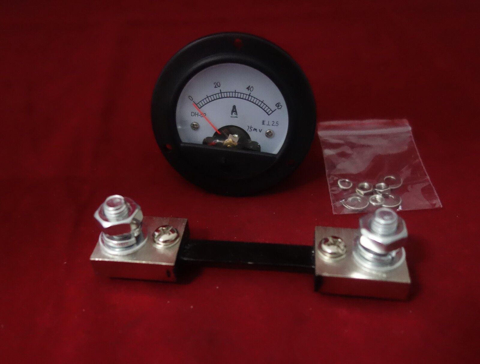Round Analog Ammeter Panel Current Meter Dia. 66.4mm DH52 with shunt DC 0-60A 