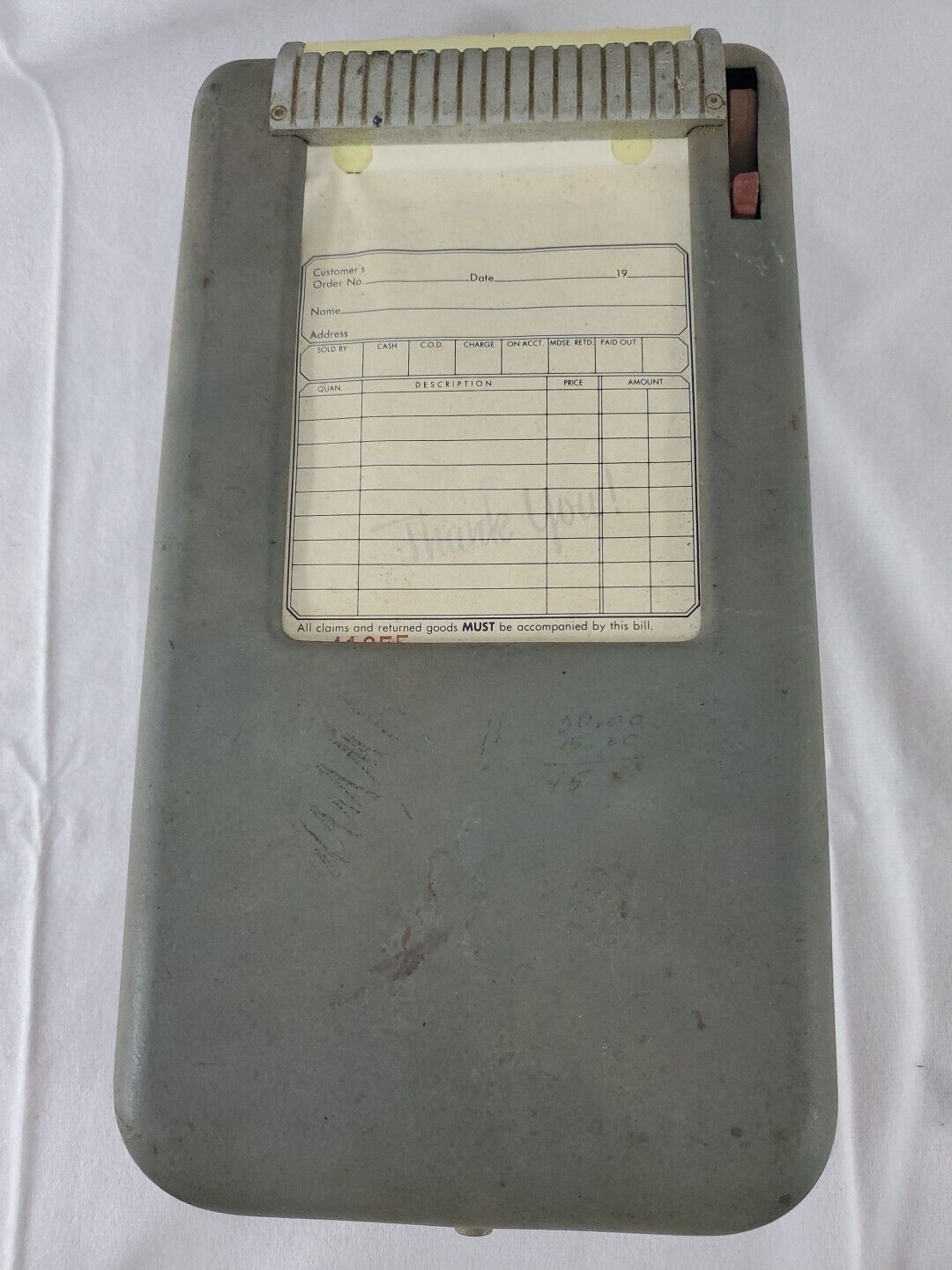 Vintage Moore Portable Receipt Holder Invoice Business Forms Metal Box -FREE SHP