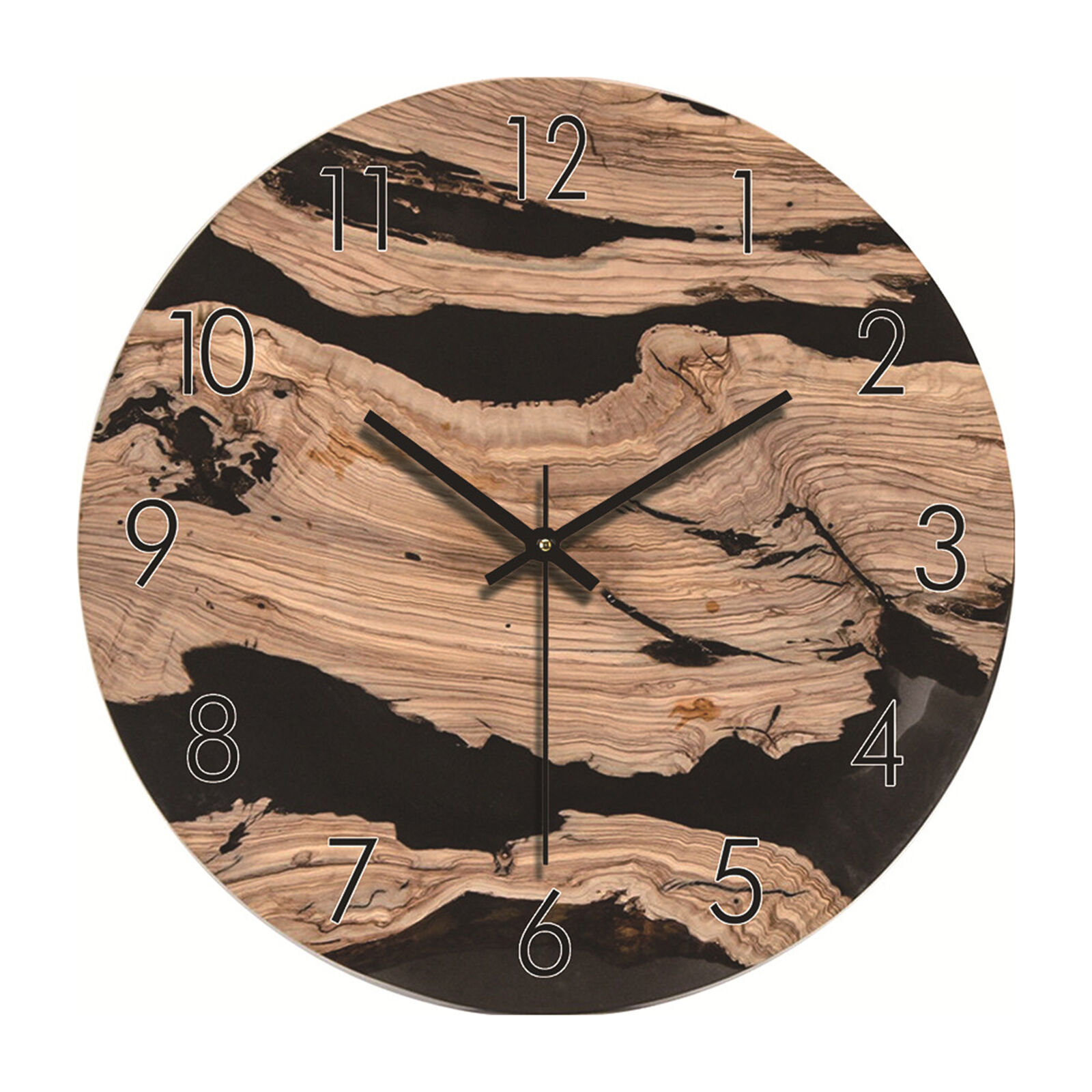Vintage Farmhouse Clock Silent Sweep Movement Rustic Wood Grain Wall for Home