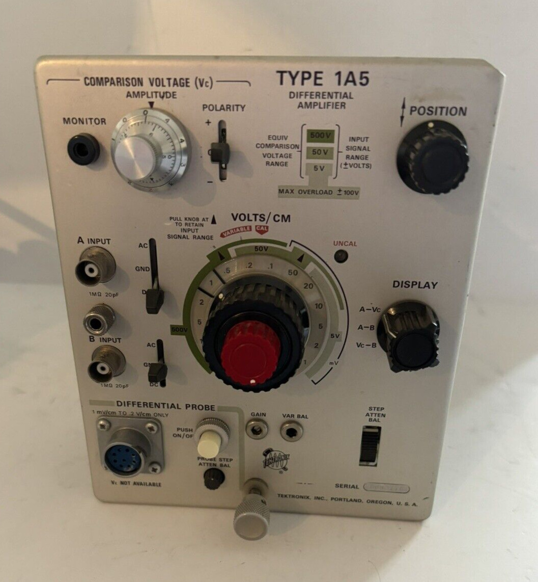 TEKTRONIX TYPE 1A5 DIFFERENTIAL AMPLIFIER FOR 500 SERIES SCOPES