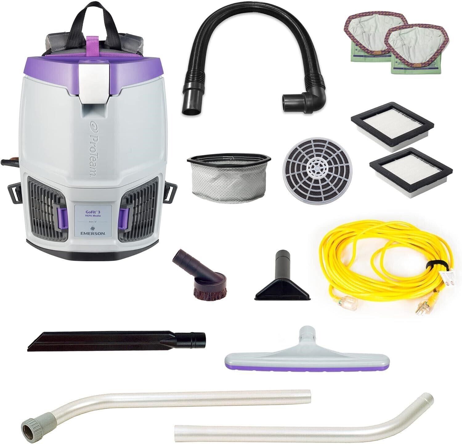 ProTeam 107713 GoFit 3, 3 qt. Backpack Vacuum w/ Xover Telescoping Wand Kit