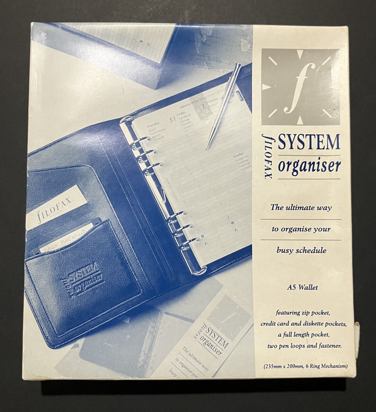Vintage FILOFAX System Organiser Director Leather Planner Organizer Binder