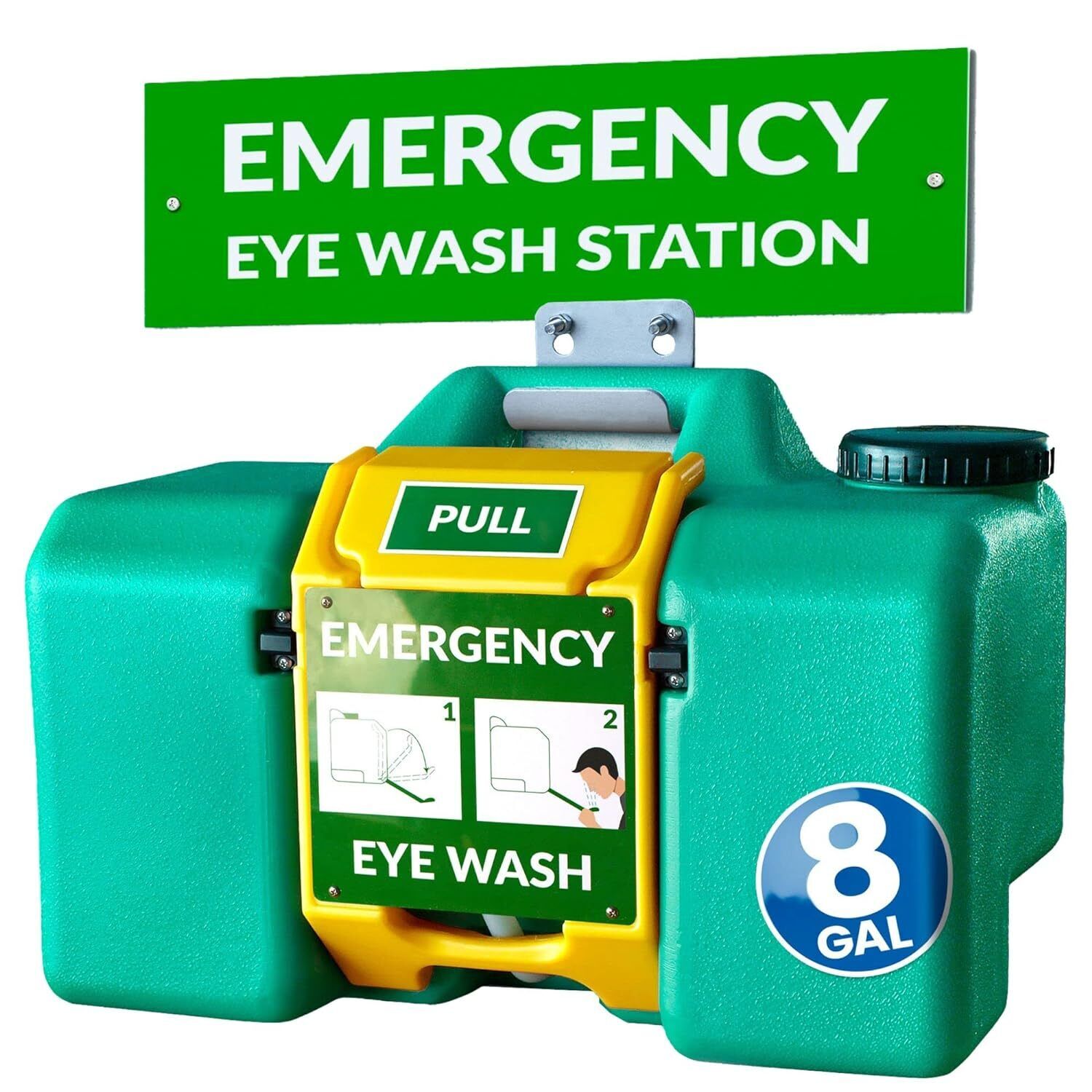 Maasters Portable Emergency Eye Wash Station with Mirror & Dual Spray, 8 Gal