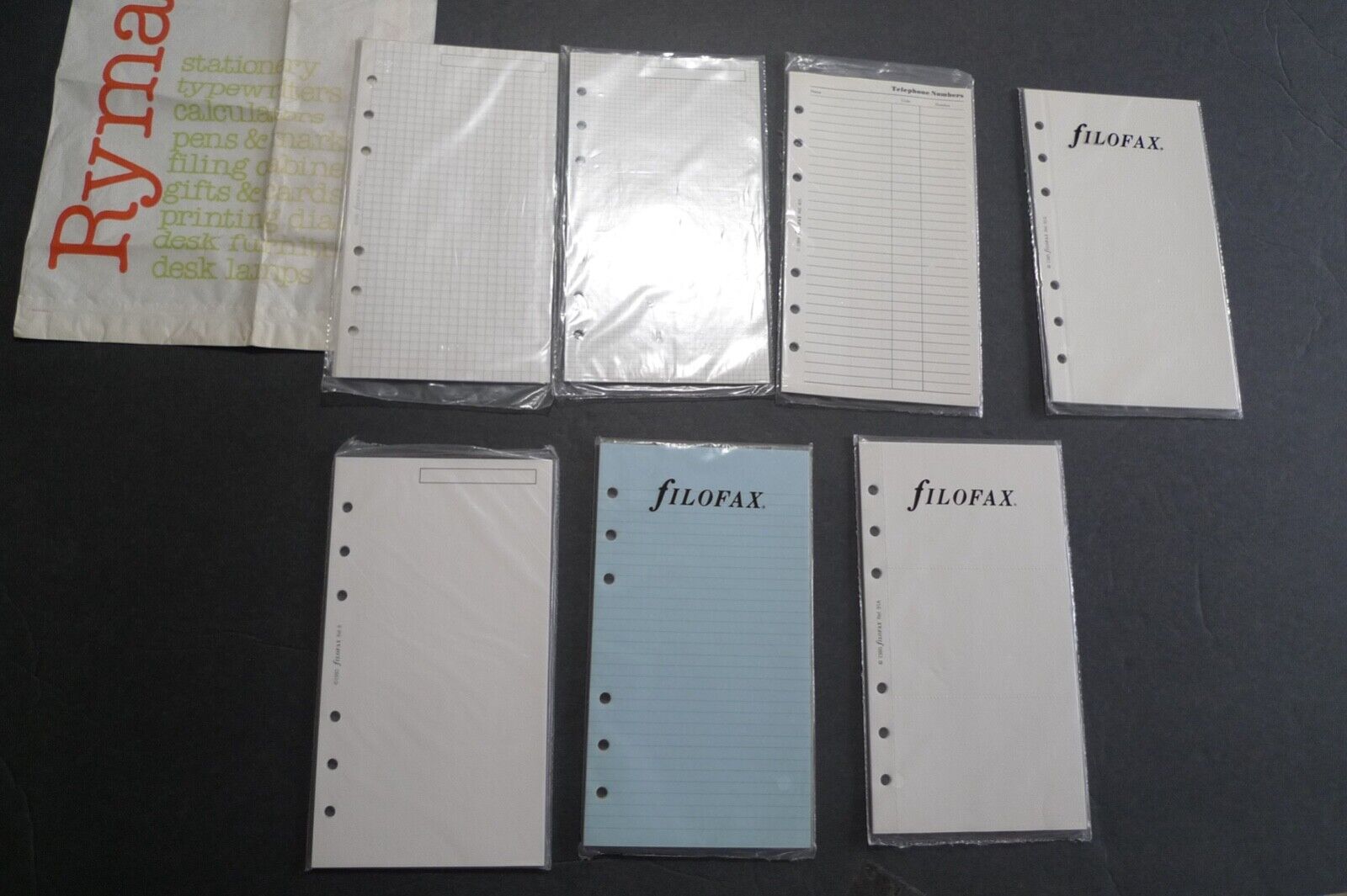 VINTAGE- FILOFAX  PERSONAL SIZE - LOT OF 7  INSERT PACKS - NEW OLD  80\'S  STOCK