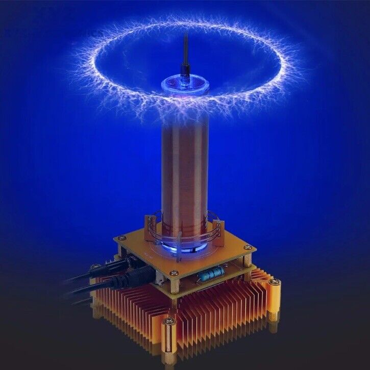 Tesla Coil Plasma Speaker Music Transmission Sound Solid Power Gold with Cable