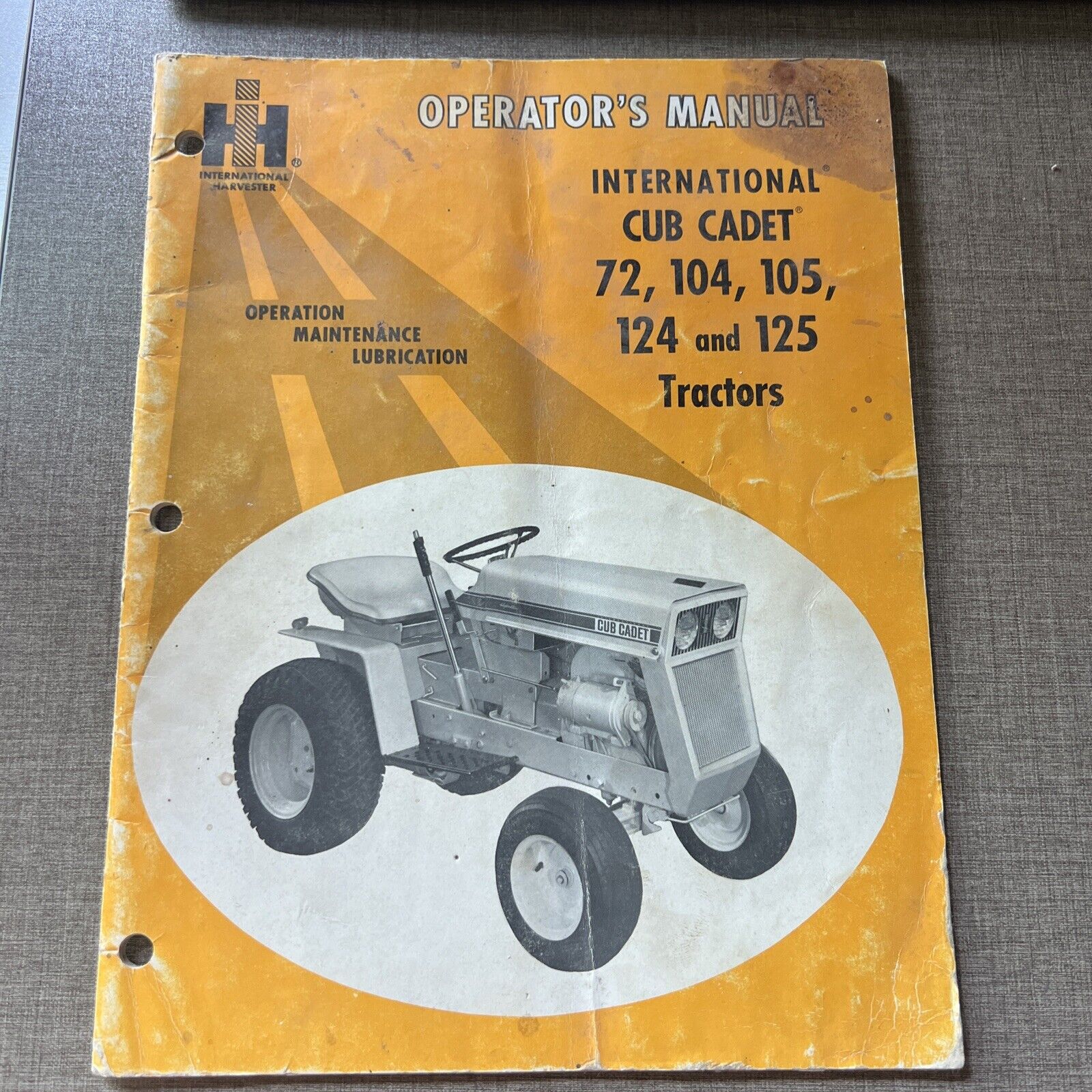 Vintage International Harvester Cub Cadet 72, 104, 105, 124, 125 Tractor  Manual