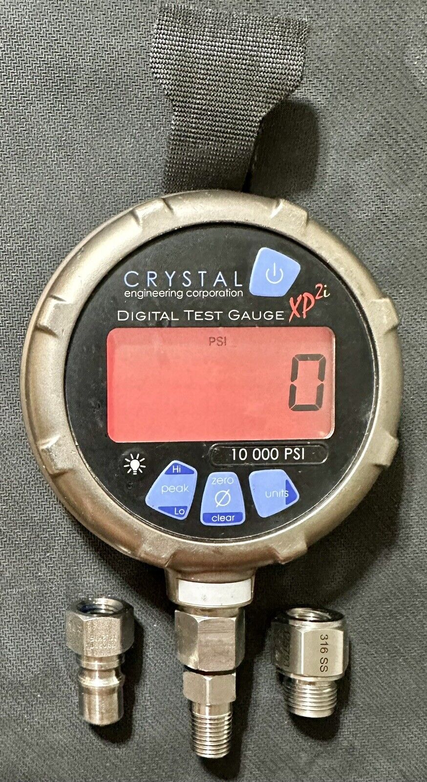 Crystal XP2i Digital Pressure Test Gauge 10k—10,000psi BR 10KPSIXP2I IP67 wEXTRA