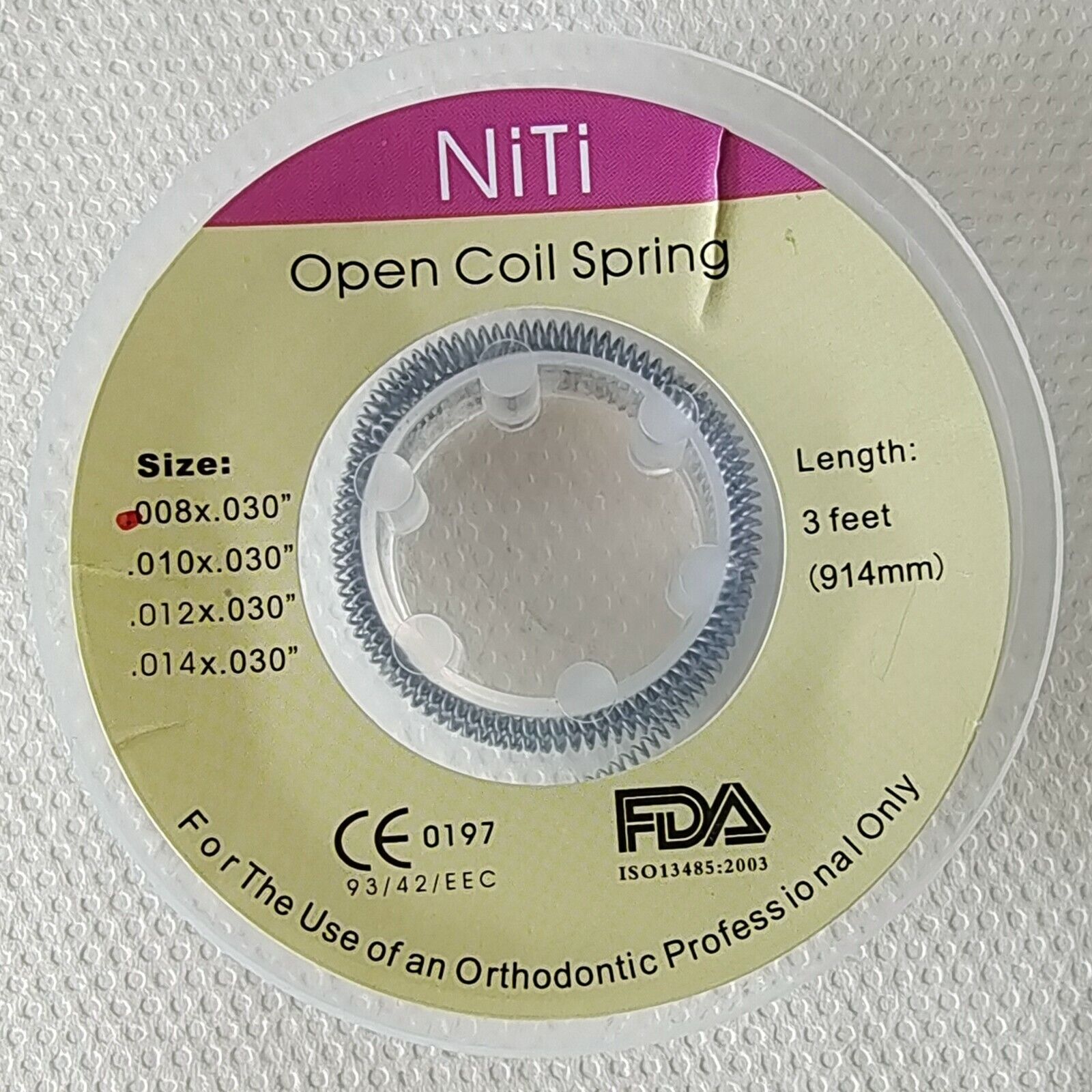 50Roll Dental Orthodontic Niti Open Coil Spring 914mm Dia 0.008/0.010/.012/0.014