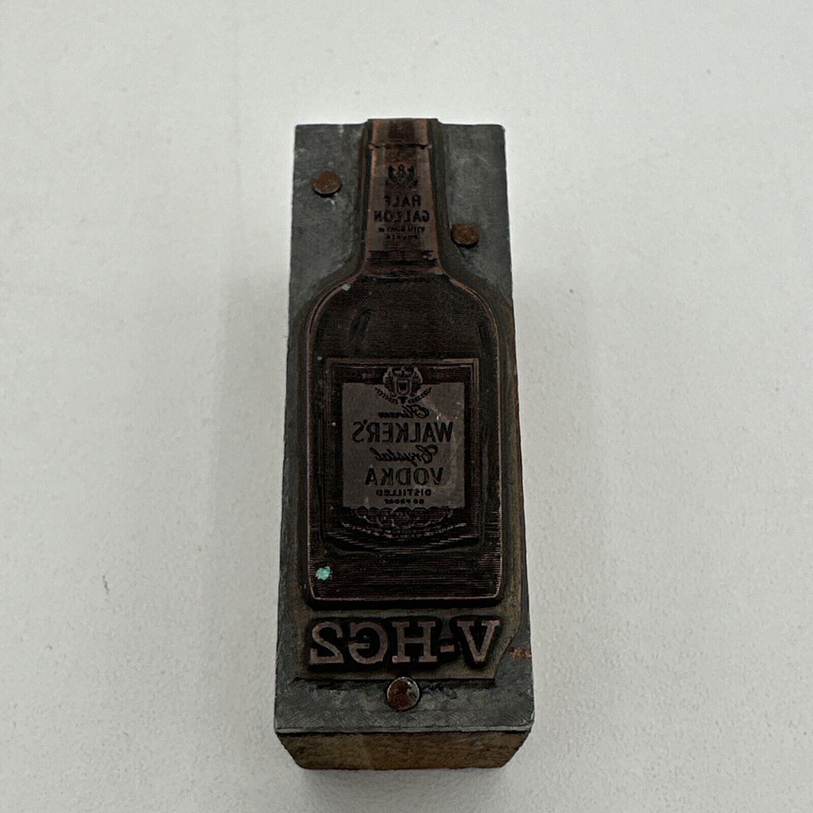 1.8” Hiram Walker Vodka Half Gallon Vintage Letterpress Printers Block