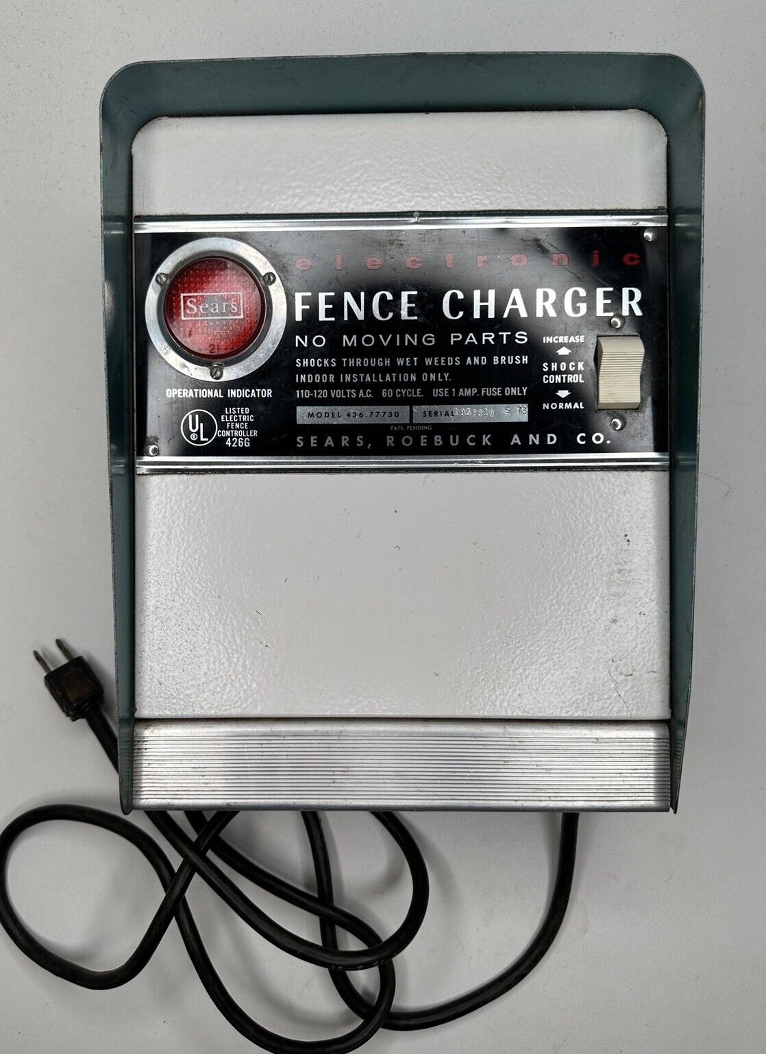 Vintage Sears Electronic Fence Charger Mid Century 436.77730