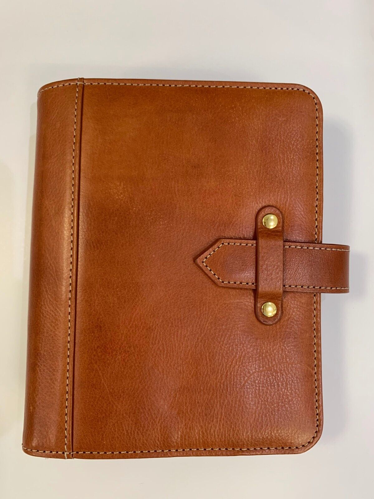 Compact Franklin Covey Vintage Aurora Leather Binder | Cognac | 1.25'' Rings
