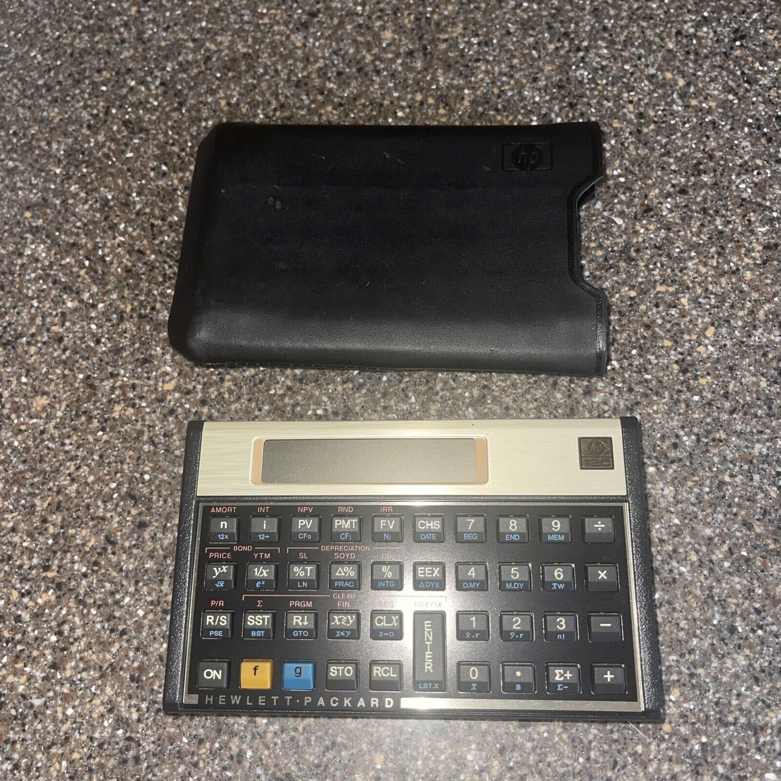 HP 12C Vintage Gold Tone Financial Calculator Hewlett Packard Used