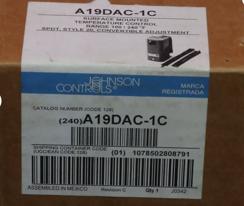 Johnson Controls A19DAC-1C Surface Mounted Temperature Control 100-240° F 