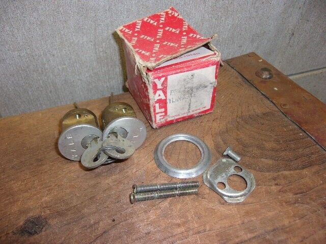 NOS Yale  Mortise Lock Cylinder And Keys NOS Vintage Door Part Double Cylinders