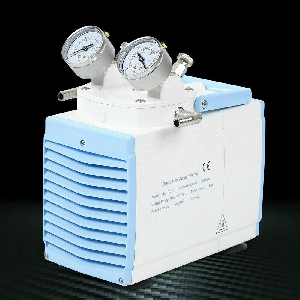 160W Handheld Lab Oil Free Diaphragm Vacuum Pump 0.5A 30L/M 110V High Efficiency