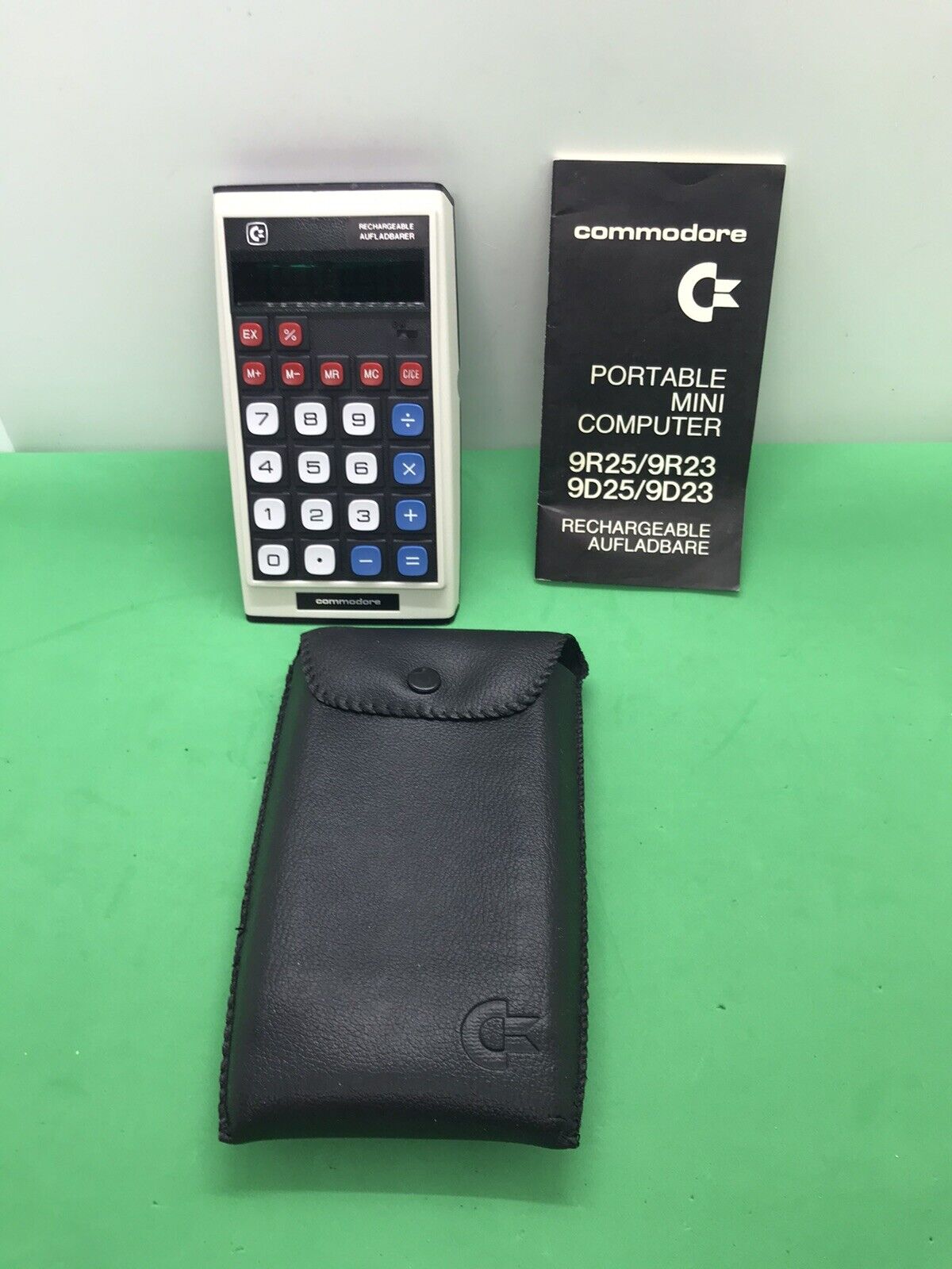Rare Untested Vintage Commodore 9R-23 Pocket Calculator, Manual & Case