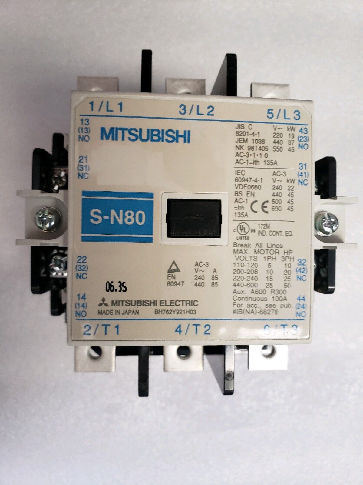 MITSUBISHI CONTACTOR S-N80-200-240VAC COIL  / S-N80-2A2B-200-240VAC