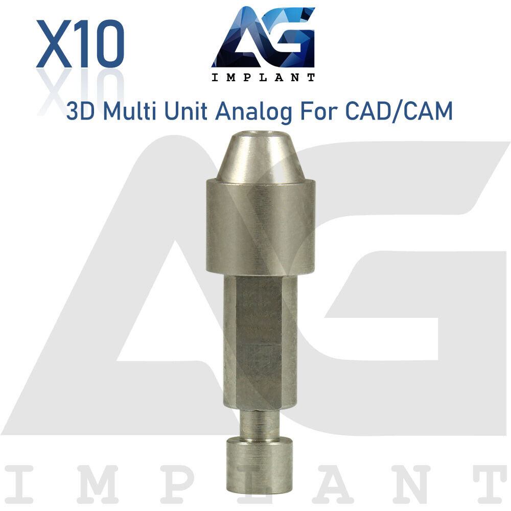10 3D Multi Unit Analog For CAD/CAM Library Stainless Steel Lab 