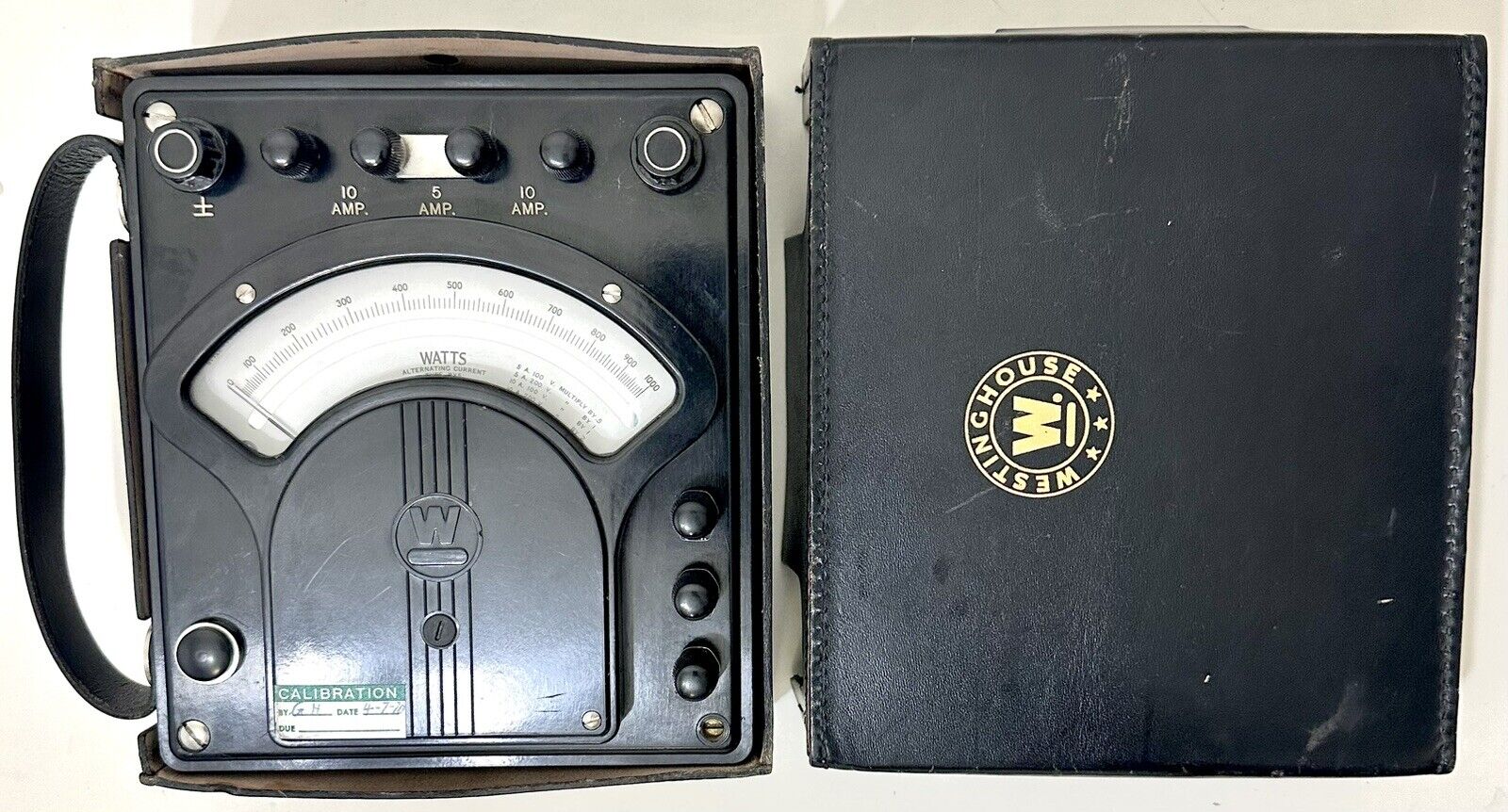 Vintage Westinghouse Watts Alternating Current Meter Type PY5 w/ Leather Case