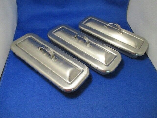 Vollrath 82830 Stainless Steel Inst Trays w/ Lids SET of 3 Good Cond 