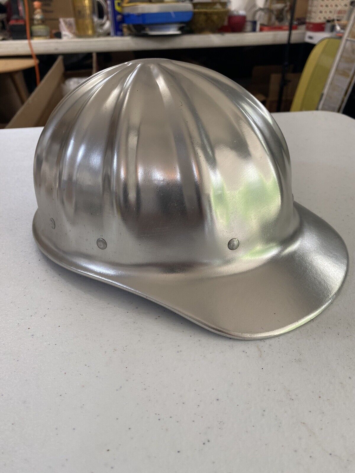 Vintage Aluminum Hard Hat w/Liner Superlite Fibre-Metal Chester Pa. USA Safety