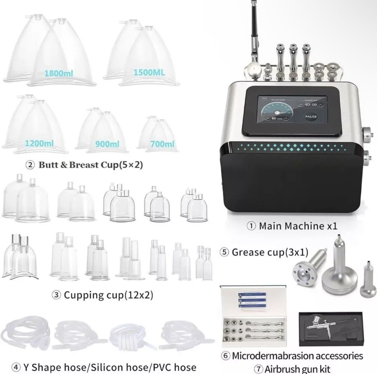 BeautyStar 3-in-1 Vacuum Therapy Machine, Butt Lift, Cupping, Microdermabrasion