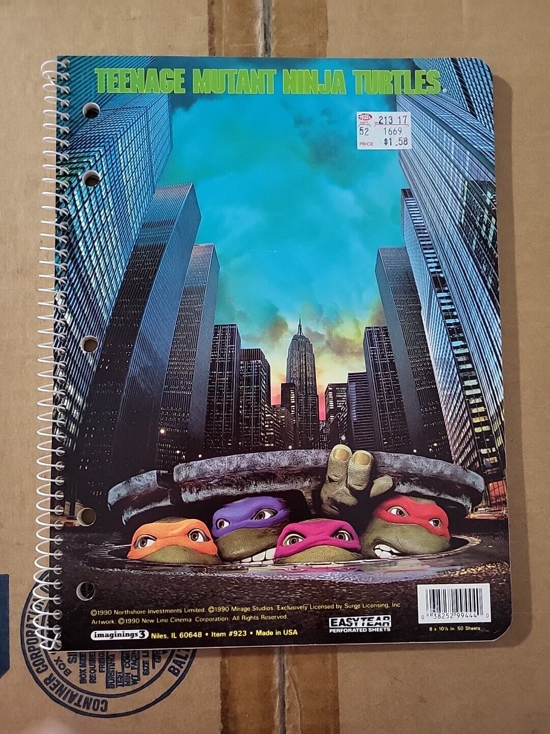  Teenage Mutant Ninja Turtles TMNT Vintage Spiral Note Book Journal 1989 F