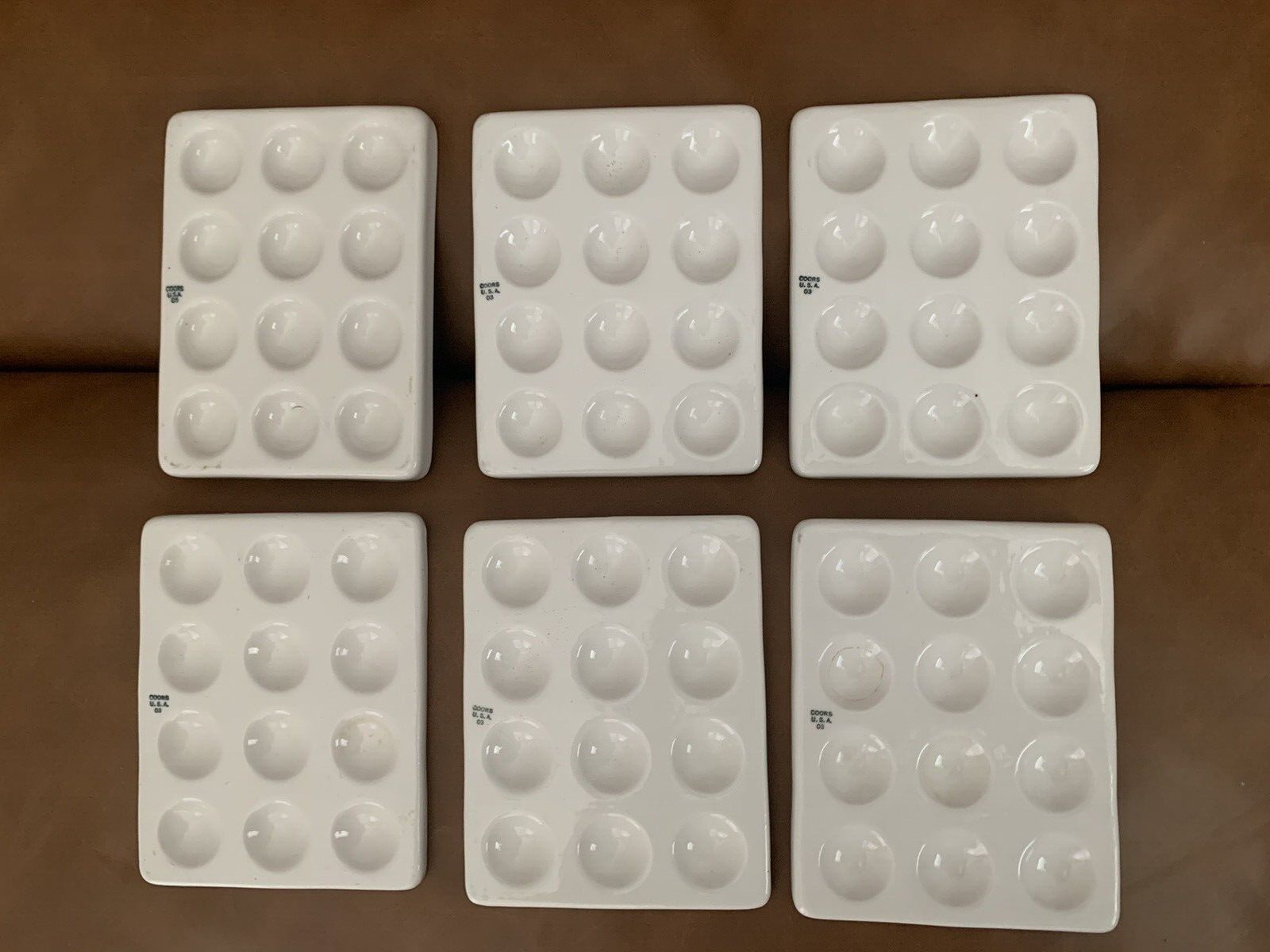 COORSTEK porcelain 12-well depression reaction spot plate lot of 6 VINTAGE