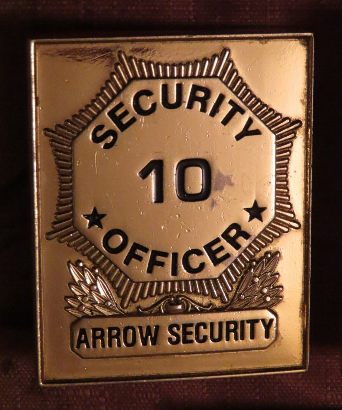 Vintage Arrow Security Officer 10 Pinback Silver Badge Shield