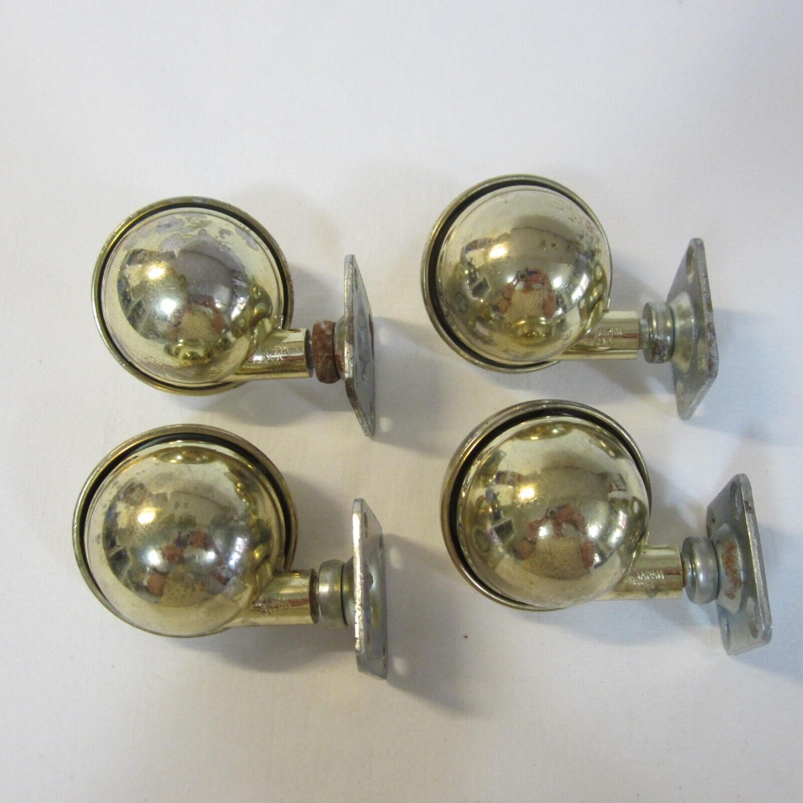 4 Vintage Metal Swivel Ball Casters \