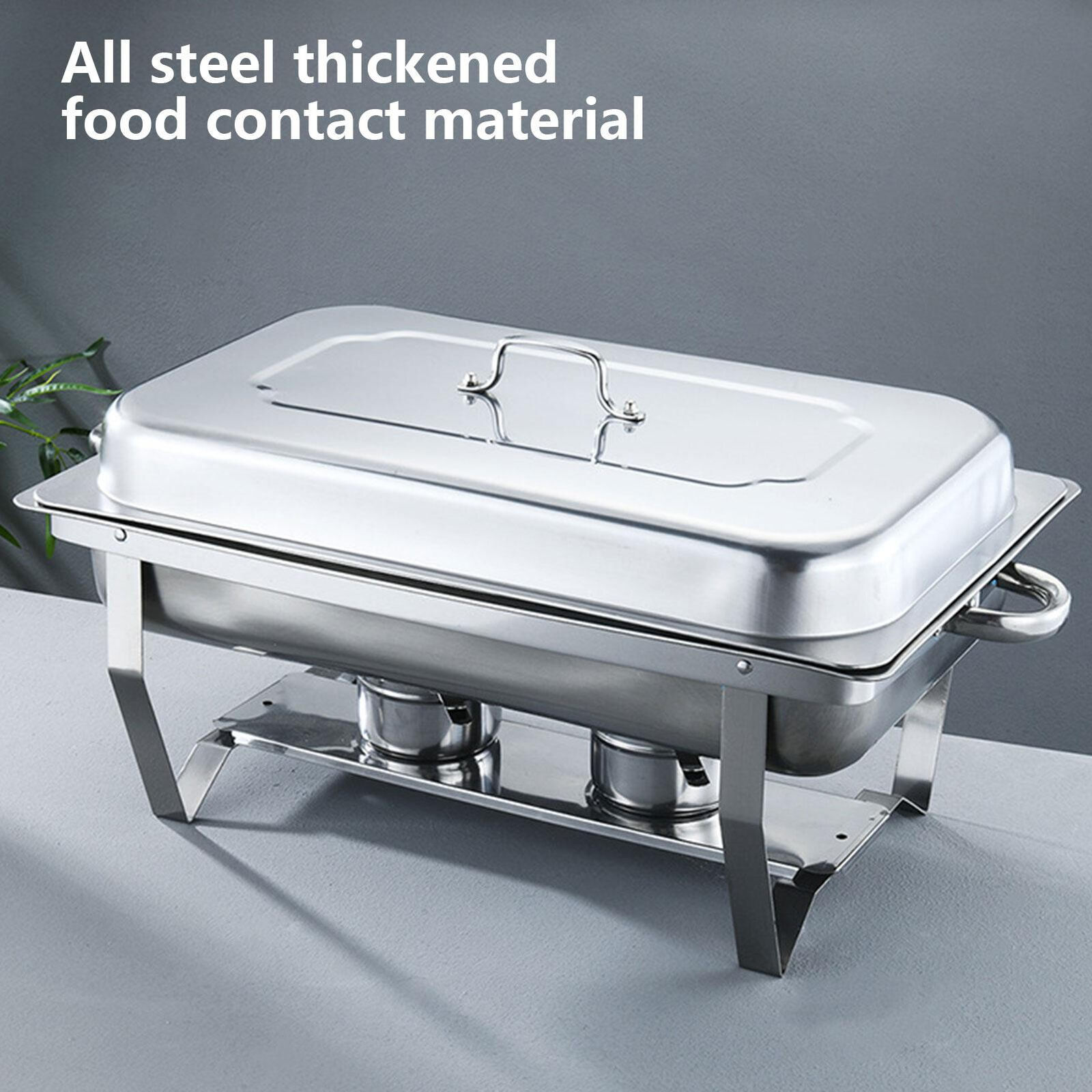 4pcs Buffet Food Warmer Set Square Stainless Steel Non Stick Chafing Dish Set 
