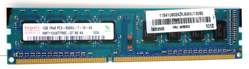 HYNIX, DDR3 SDRAM DIMM, HMT112U6TFR8C-G7 N0 AA, 1GB 1RX8 PC3-8500U-7-10-A0