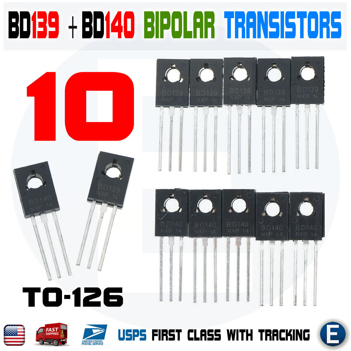 5pcs BD139 + 5pcs BD140 TO-126 Silicon NPN PNP Transistor Low Voltage 80V 1.5A