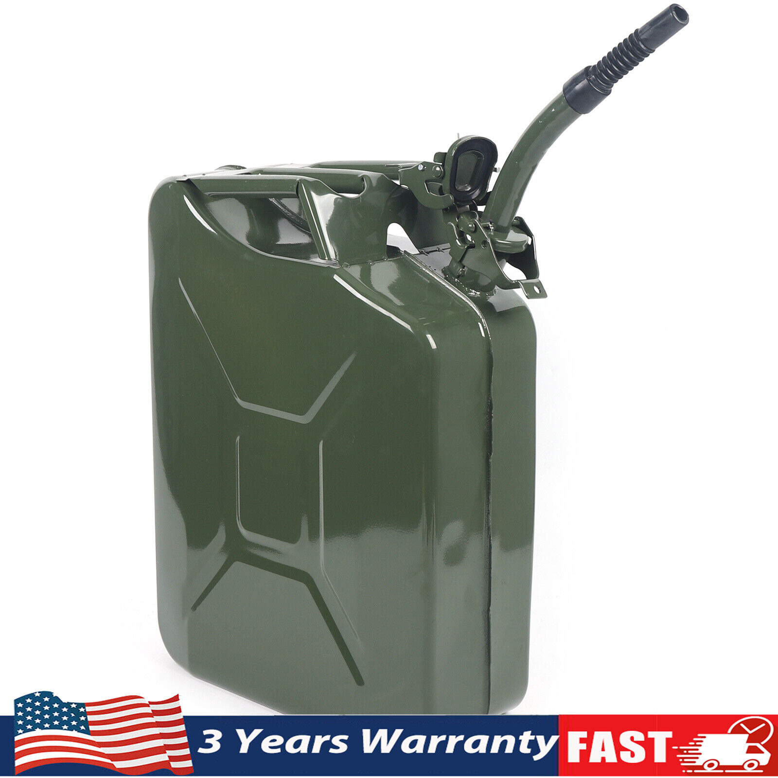 20L Vintage Green Metal Gas Can Fuel 5 Gallon Jeep Steel USA