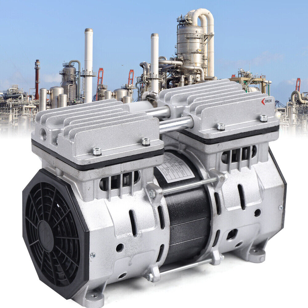 Vacuum Oilless Pump Industrial Air Compressor Oil Free Piston Pump 370W W/Filter